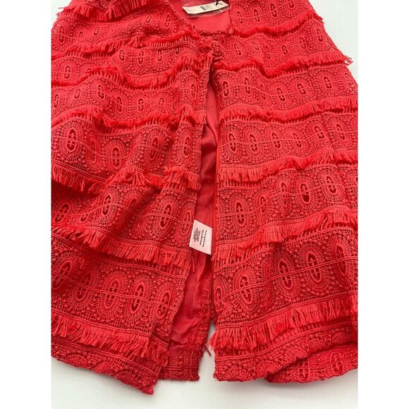 Talbots Orange Fringed Lace Sleeveless Side Zip  Back Button Shell NWT Size 8 - Picture 9 of 12